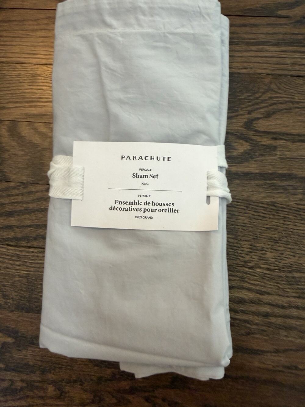 PARACHUTE Percale Cotton KING Pillow Sham Set(2) Light Gray $89 NWT